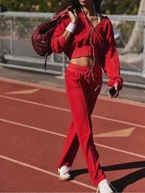 #1744 NWT Free People Let’s Volley Velour Set XL in Winterberry